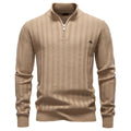 Herren Pullover mit strukturiertem Design und halbem Reißverschluss
