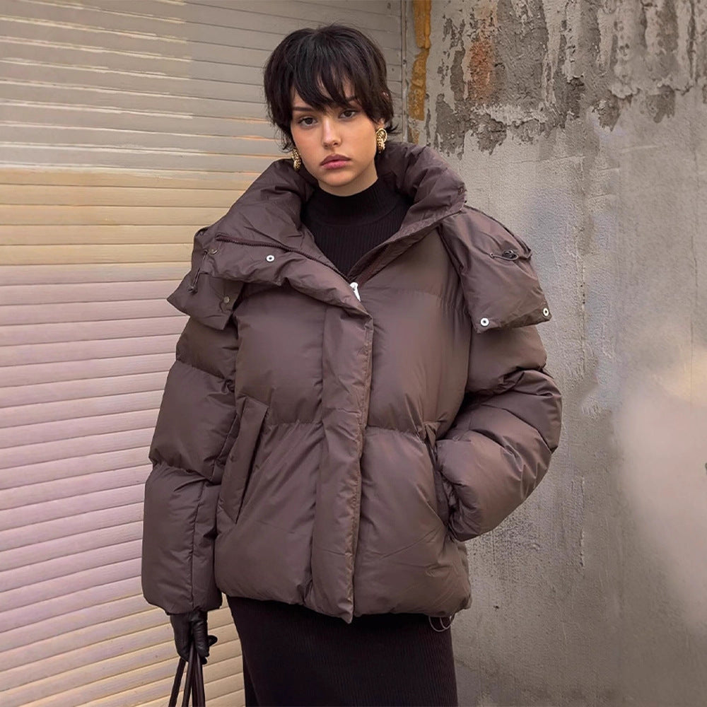 Damen Oversized Daunenjacke mit modischem Stehkragen R&B