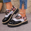 Damen Trendige Schnürschuhe mit floralem Muster und glänzenden Akzenten R&B