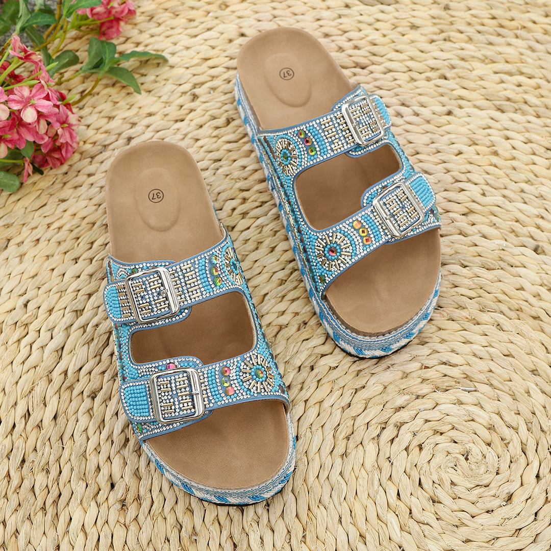 Damen Geschlossene Riemchensandalen mit eleganter Kristallverzierung R&B