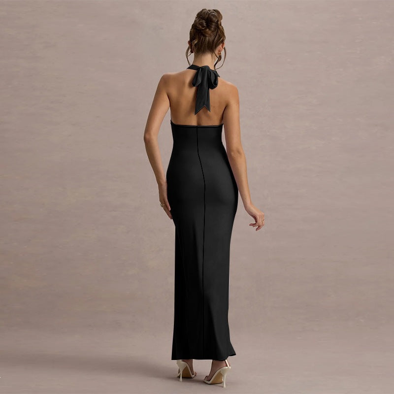 Damen Elegantes Maxikleid mit hochgeschlossenem Design und raffinierter Drapierung R&B
