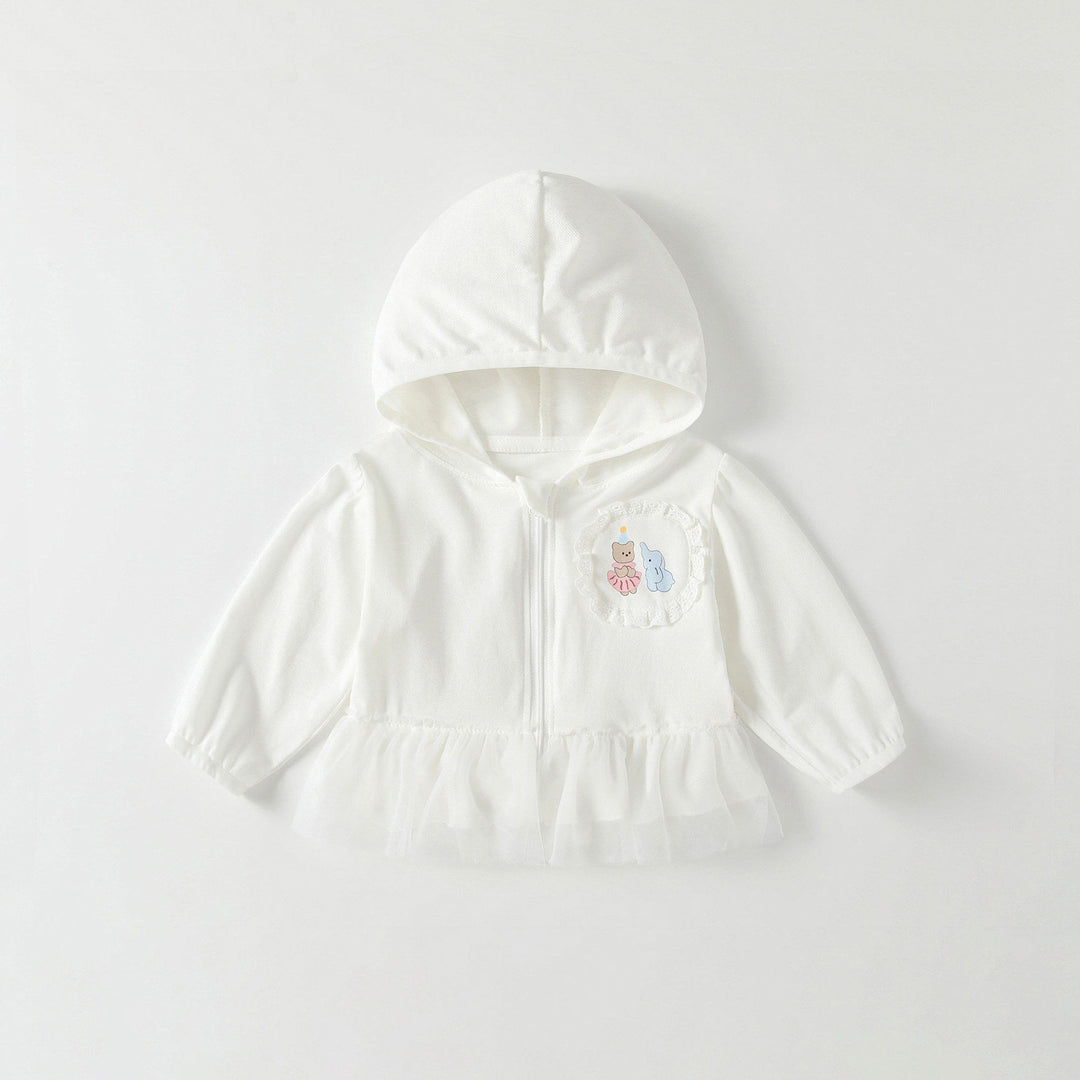 Unisex nan leichte Kapuzen-Windjacke für Kinder mit elastischem Saum und Reißverschluss R&B