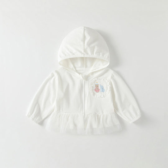 Unisex nan leichte Kapuzen-Windjacke für Kinder mit elastischem Saum und Reißverschluss R&B