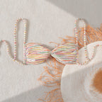 Damen Bandeau-Bikini mit bunten Perlendetails R&B