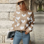 Damen Strickpullover mit Herzmuster und lässigem Schnitt R&B