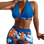Damen Bikini-Set mit verspieltem Halter-Oberteil und sportlicher Shorts R&B