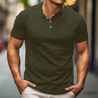 Herren Kurzarm-T-Shirt mit Knopfleiste R&B