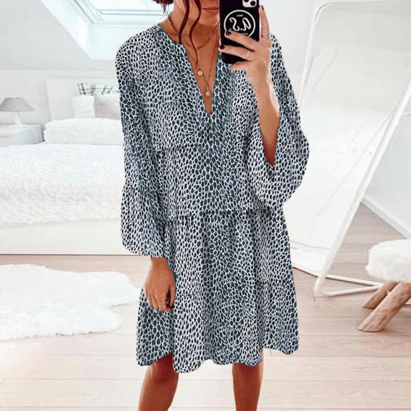 Damen MAXIKLEID mit modernem Leopardenmuster und leichtem, fließendem Schnitt Heidi-Mode