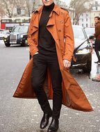 Herren eleganter Trenchcoat mit stilvollen Knopfdetails und hohem Kragen