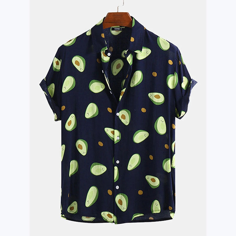 Herren Kurzarmhemd mit frischem Avocado-Muster R&B