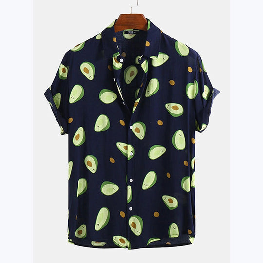 Herren Kurzarmhemd mit frischem Avocado-Muster R&B