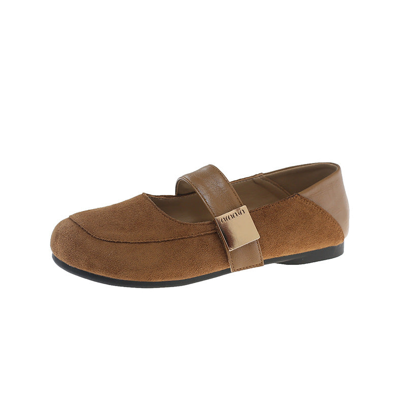 Damen Ballerina-Schuhe mit modischer Schnalle und weichem Wildlederoberteil R&B