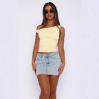 Damen Crop-Top mit floralem Design und schulterfreiem Schnitt R&B