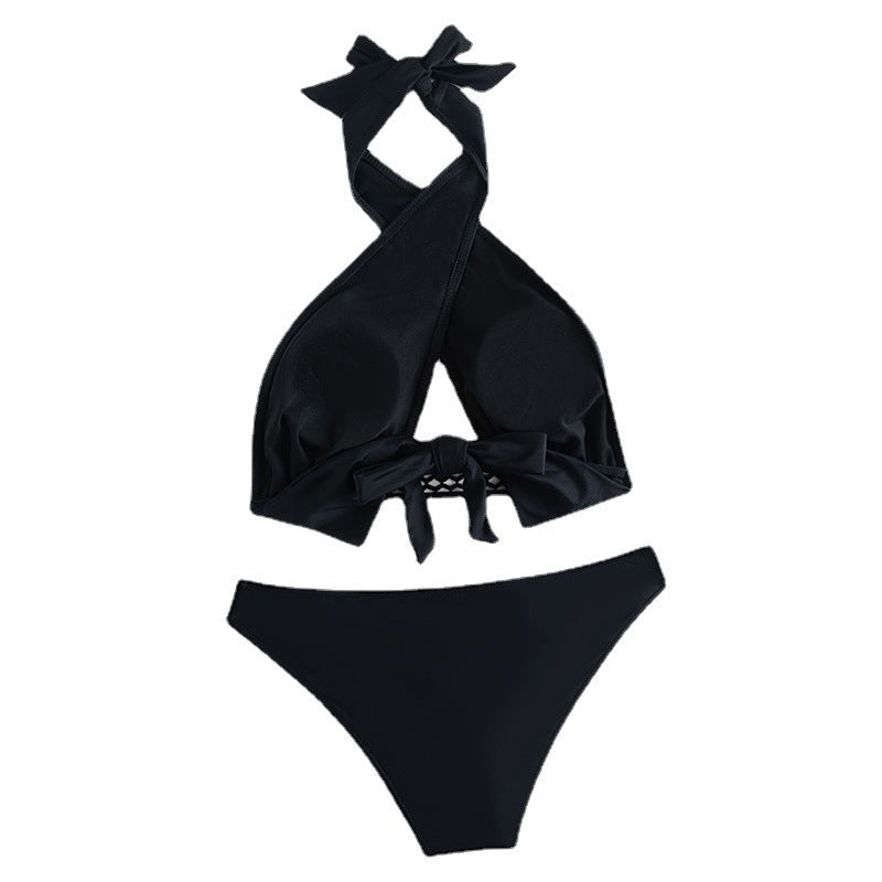 Damen Triangel-Bikini-Set mit bindbarem Oberteil und hoch geschnittenem Höschen R&B