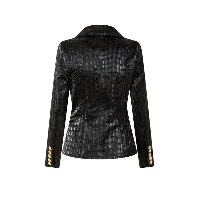 R&B | Croc-Stil Faux-Leder Mantel