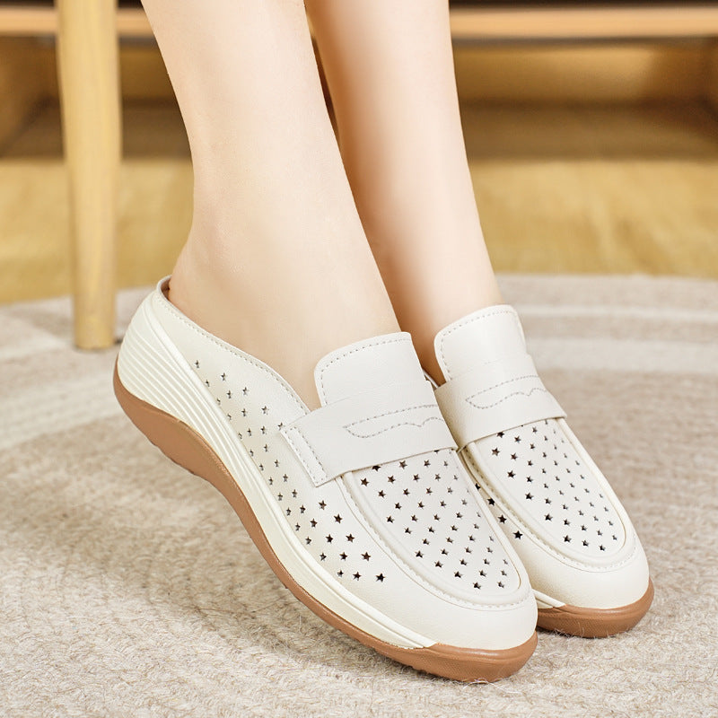 Damen Komfortable Clogs mit atmungsaktiver Lederoberfläche R&B