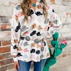 Damen lockeres Blusenshirt mit farbenfrohem Print und lässigem Schnitt R&B