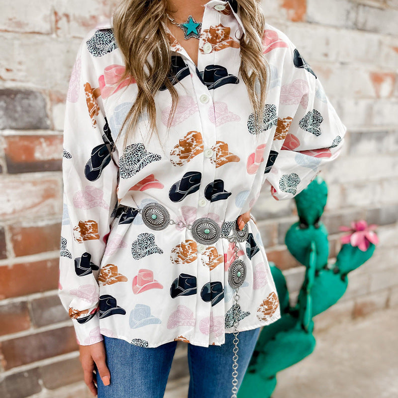 Damen lockeres Blusenshirt mit farbenfrohem Print und lässigem Schnitt R&B