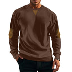 Herren Grobstruktur Pullover mit Ellbogenpatches und Rundhalsausschnitt R&B