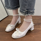 Damen elegante Absatzschuhe mit Perlen-Details R&B