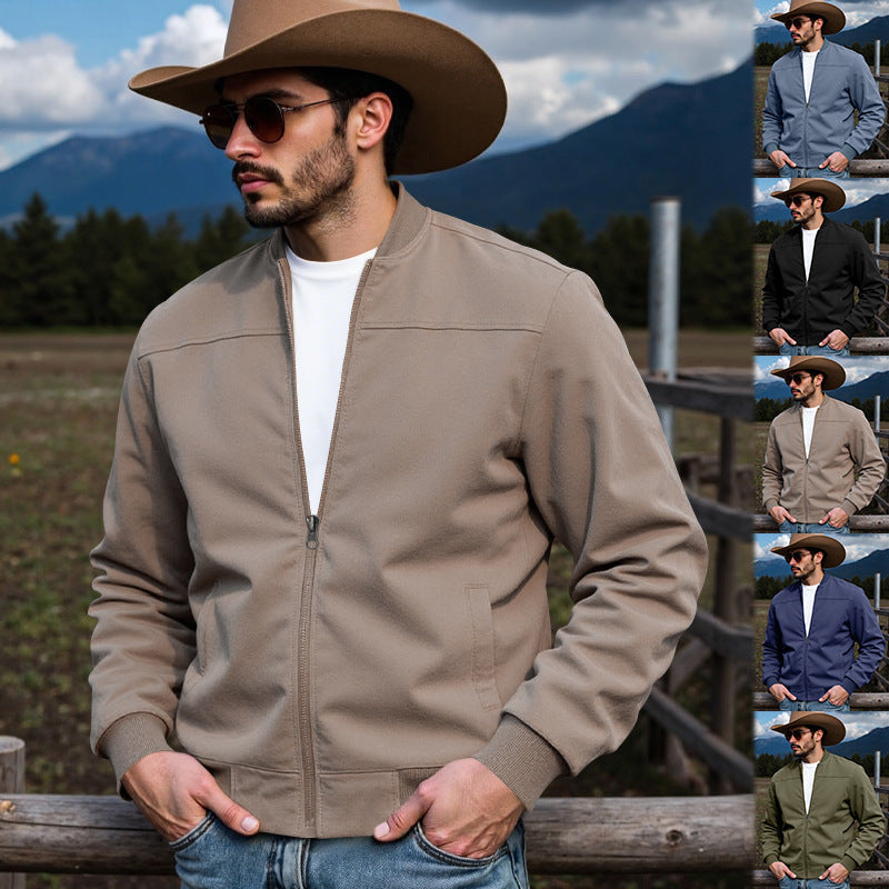 Herren Bomberjacke mit weichem Wildleder-Design und elastischen Bündchen R&B