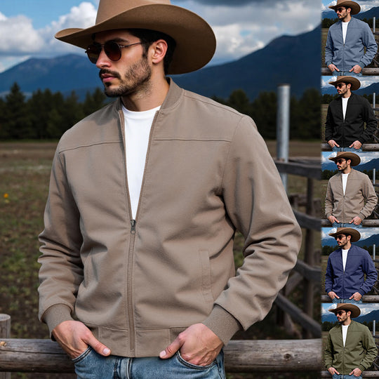 Herren Bomberjacke mit weichem Wildleder-Design und elastischen Bündchen R&B