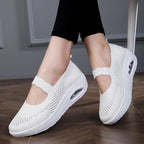 Damen atmungsaktive Slip-On Sneakers mit elastischem Riemen R&B