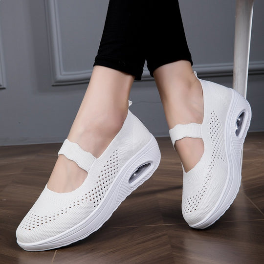 Damen atmungsaktive Slip-On Sneakers mit elastischem Riemen R&B
