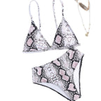 Damen modern geschnittenes Bikini-Set mit Schlangenmuster R&B
