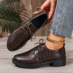 Damen Schnürschuhe im eleganten Kroko-Look R&B