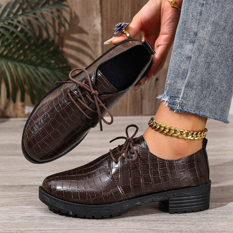 Damen Schnürschuhe im eleganten Kroko-Look R&B