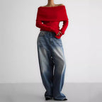 Damen Off-Shoulder Strickoberteil mit elegantem Schnitt R&B