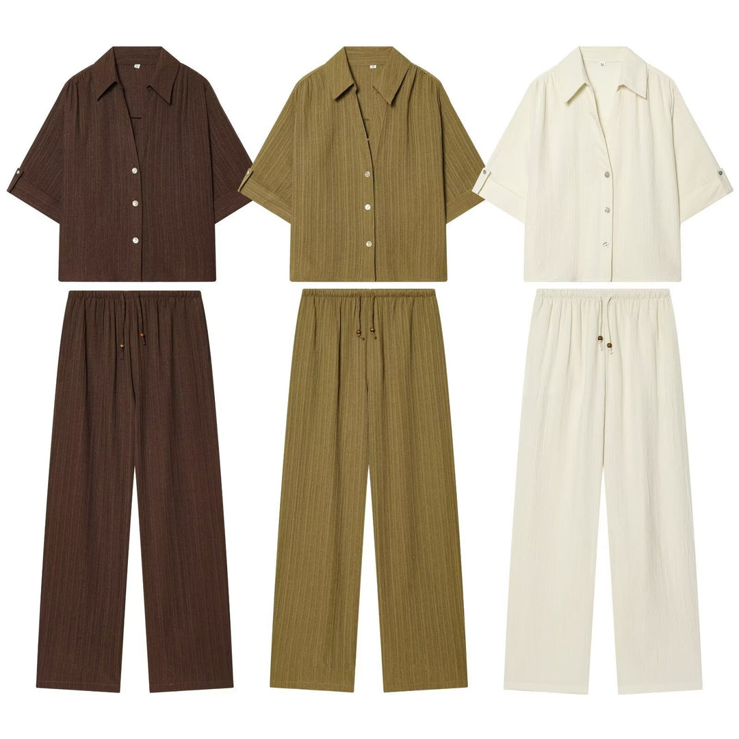 Damen lässige Bluse mit strukturiertem Gewebe und überschnittenen Schultern R&B