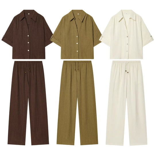 Damen lässige Bluse mit strukturiertem Gewebe und überschnittenen Schultern R&B