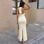 Damen Figurbetontes Abendkleid mit Halterrücken R&B
