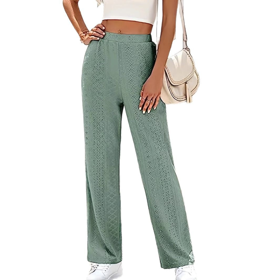 Damen weite Palazzo-Hose mit dekorativem Strukturmuster