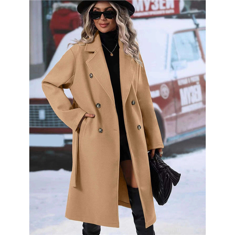 Damen Doppelreiher Wollmantel R&B