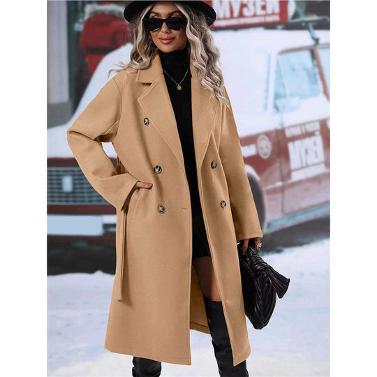 Damen Doppelreiher Wollmantel R&B