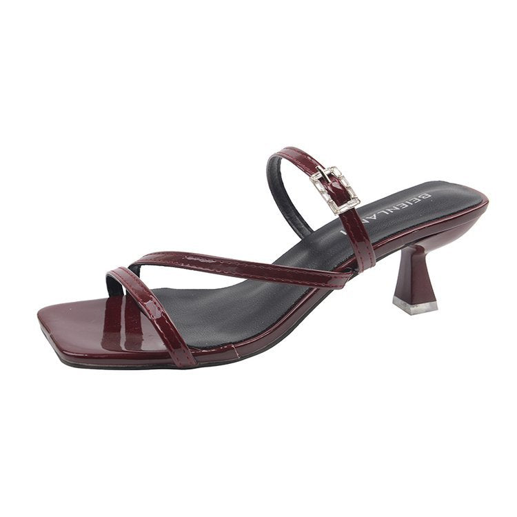 Damen elegante Slingback Sandalen mit transparentem Blockabsatz R&B