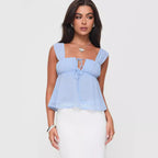 Damen luftiges Sommeroberteil mit raffiniertem Rüschendesign R&B