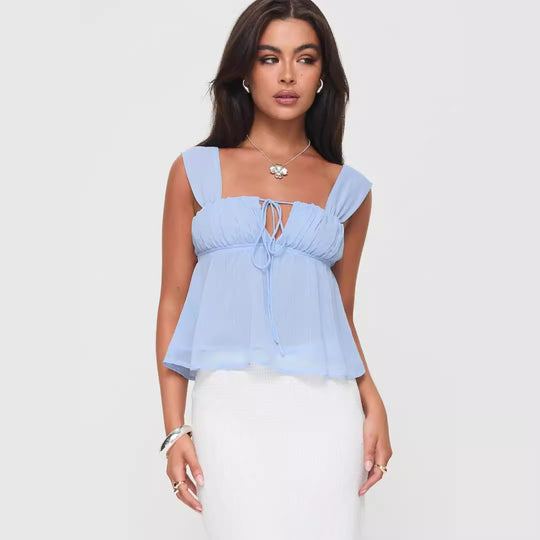 Damen luftiges Sommeroberteil mit raffiniertem Rüschendesign R&B