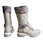 Damen winterliche Schnürstiefel mit kuscheligem Strickkragen und robustem Sohlenprofil R&B