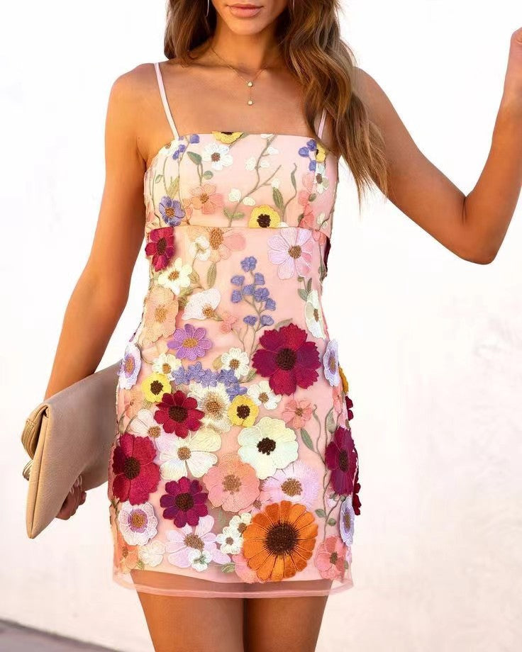 Damen Elegantes Cocktailkleid mit zarter Blumenstickerei R&B