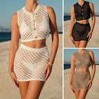 Damen gestricktes Crop-Top und Minirock Set EB