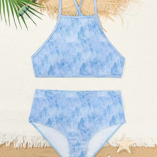 Damen Hochgeschnittener Bikini mit kreativem Muster R&B