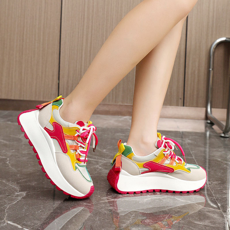 Damen Sportliche Chunky Sneakers mit verspieltem Farbdesign R&B