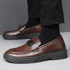 Herren Elegante Leder Slipper mit modischer Schnalle