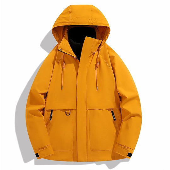 Herren wetterfeste Outdoor-Jacke mit verstellbarer Kapuze und praktischen Taschen R&B