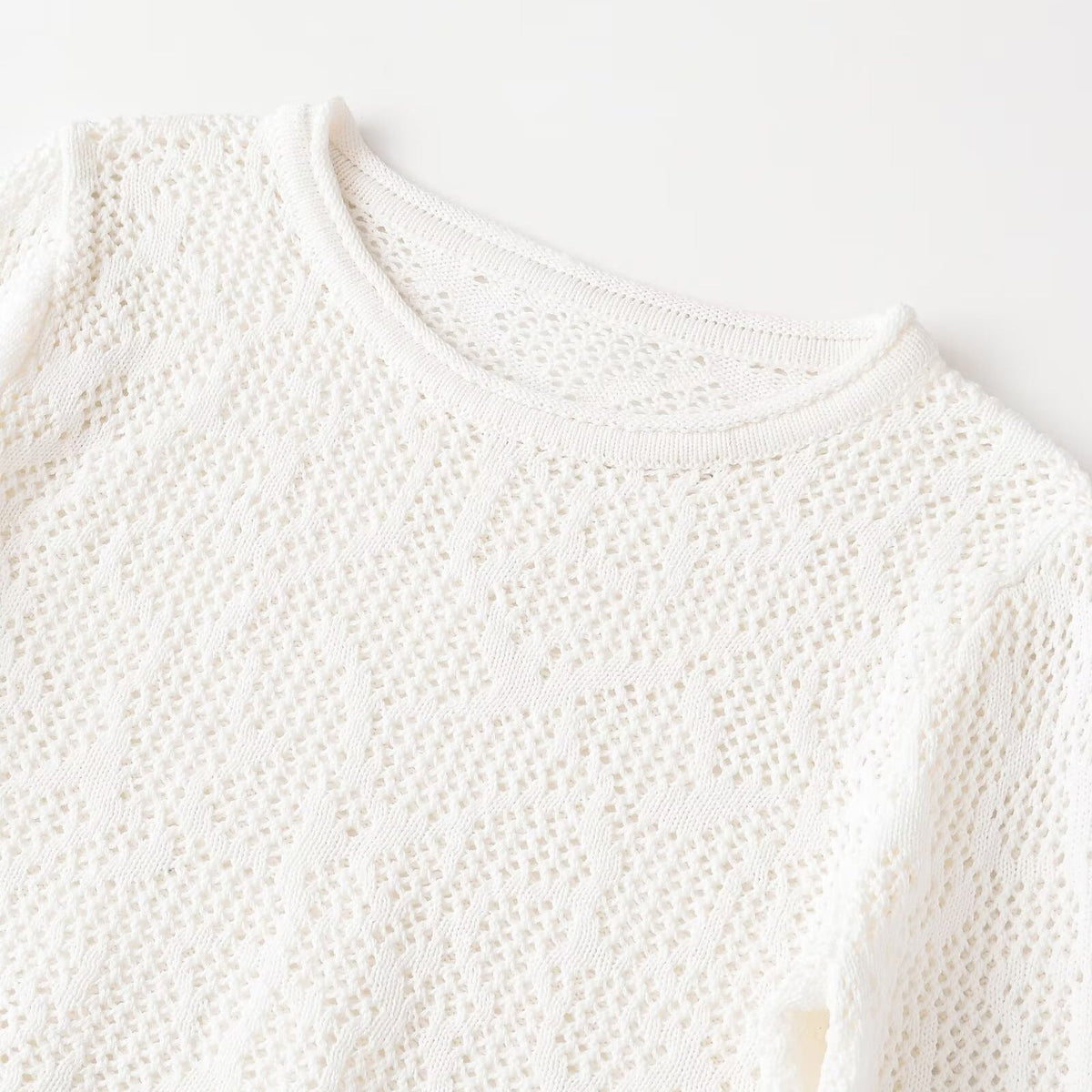 Damen Cropped Strickoberteil mit elegantem Längs-Muster R&B