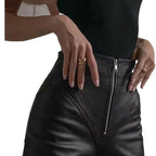 Damen hochgeschnittene Kunstlederhose